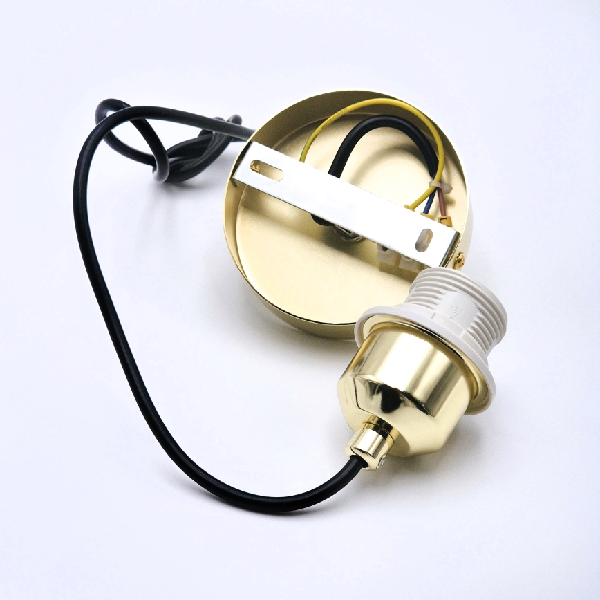 Ljuskrona med textilsladd HARMA 1xE27/15W/230V diameter 30 cm vit/guld