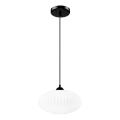 Ljuskrona med textilsladd HARMA 1xE27/15W/230V diameter 30 cm vit/svart