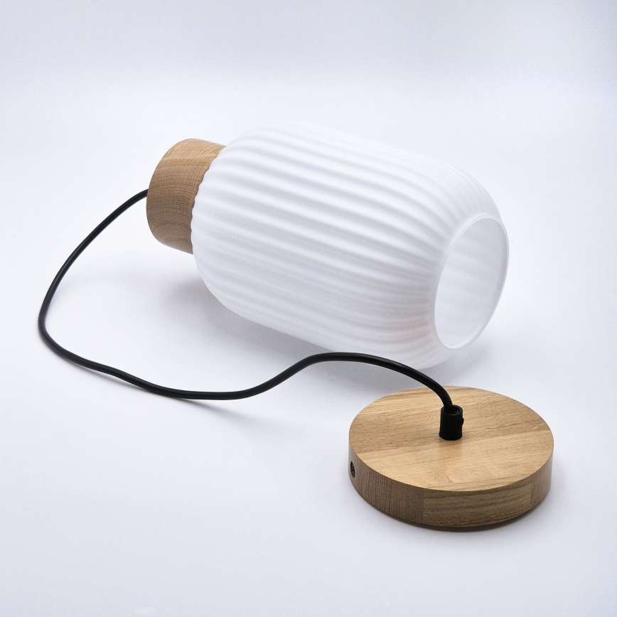 Ljuskrona med textilsladd HARMONY 1xE27/15W/230V diameter 14 cm vit/ek