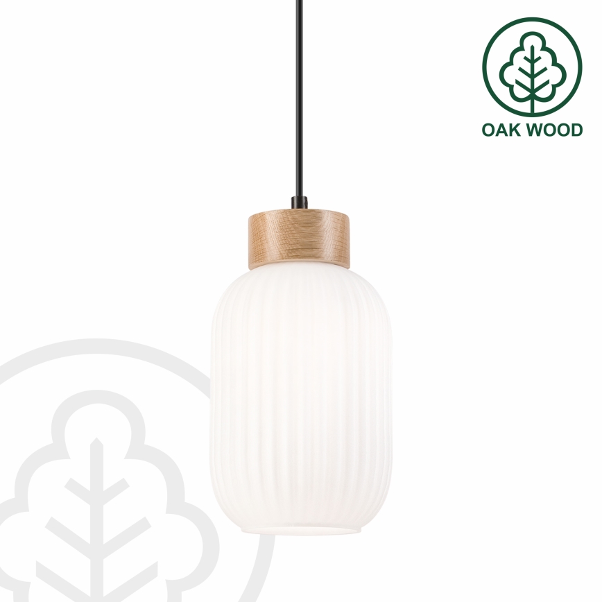 Ljuskrona med textilsladd HARMONY 1xE27/15W/230V diameter 14 cm vit/ek