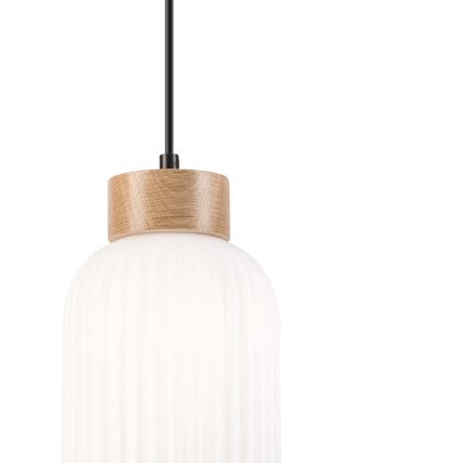 Ljuskrona med textilsladd HARMONY 1xE27/15W/230V diameter 14 cm vit/ek