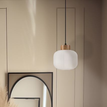 Ljuskrona med textilsladd HARMONY 1xE27/15W/230V diameter 20 cm vit/ek