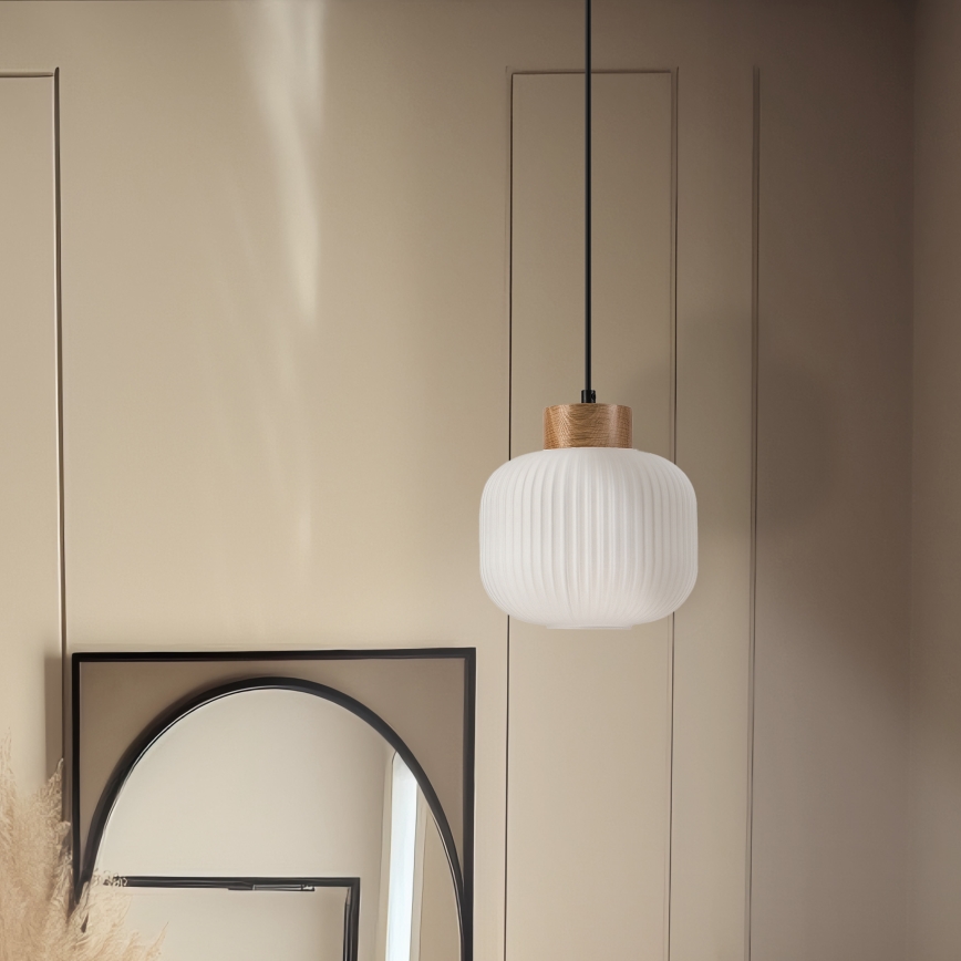 Ljuskrona med textilsladd HARMONY 1xE27/15W/230V diameter 20 cm vit/ek