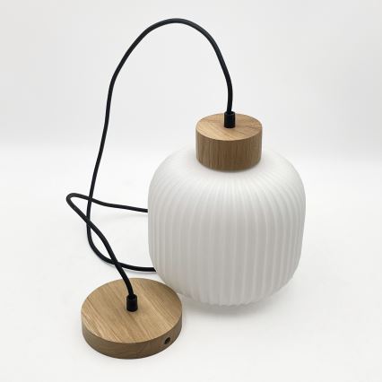 Ljuskrona med textilsladd HARMONY 1xE27/15W/230V diameter 20 cm vit/ek