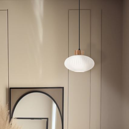 Ljuskrona med textilsladd HARMONY 1xE27/15W/230V diameter 25 cm vit/ek