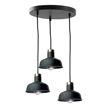 Ljuskrona med textilsladd HEBE 3xE27/60W/230V svart