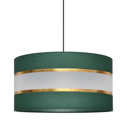 Ljuskrona med textilsladd HELEN 1xE27/15W/230V diameter 40 cm grön/guld