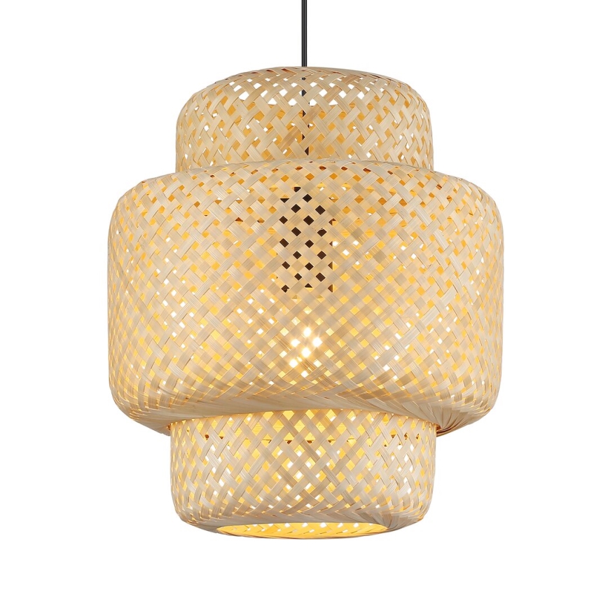 Ljuskrona med textilsladd HESTIA 1xE27/60W/230V diameter 30 cm bambu