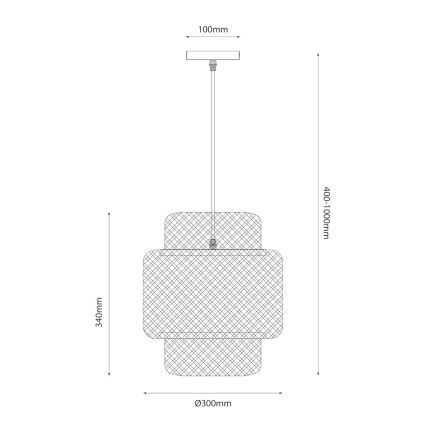 Ljuskrona med textilsladd HESTIA 1xE27/60W/230V diameter 30 cm bambu