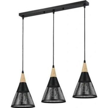 Ljuskrona med textilsladd HIRA 3xE27/60W/230V svart