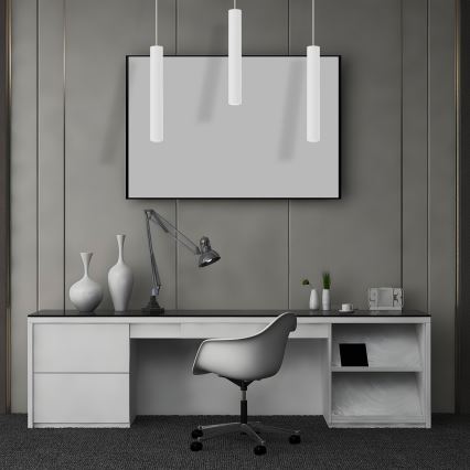 Ljuskrona med textilsladd HUDSON 3xGU10/8W/230V vit