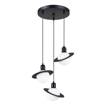 Ljuskrona med textilsladd HYPERION 3xG9/8W/230V svart