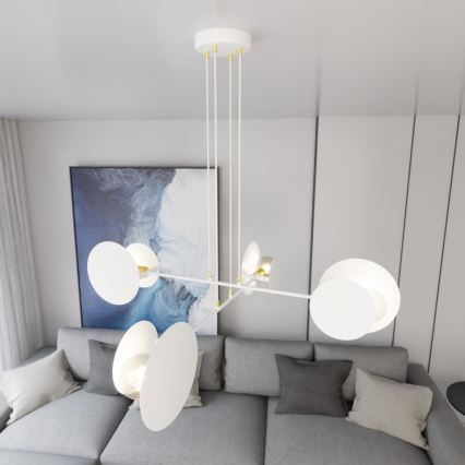 Ljuskrona med textilsladd IDEA 4xE27/15W/230V vit