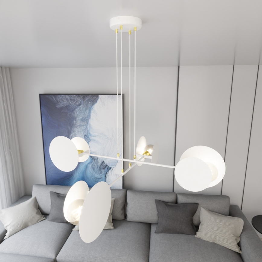 Ljuskrona med textilsladd IDEA 4xE27/15W/230V vit