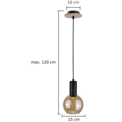 Ljuskrona med textilsladd JANTAR WOOD 1xE27/60W/230V