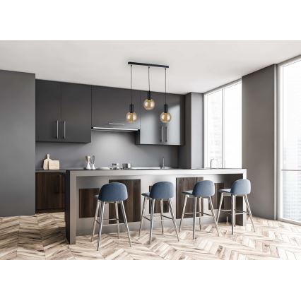 Ljuskrona med textilsladd JANTAR WOOD 3xE27/60W/230V