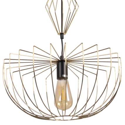 Ljuskrona med textilsladd JASMINA 1xE27/20W/230V diameter 40 cm guld