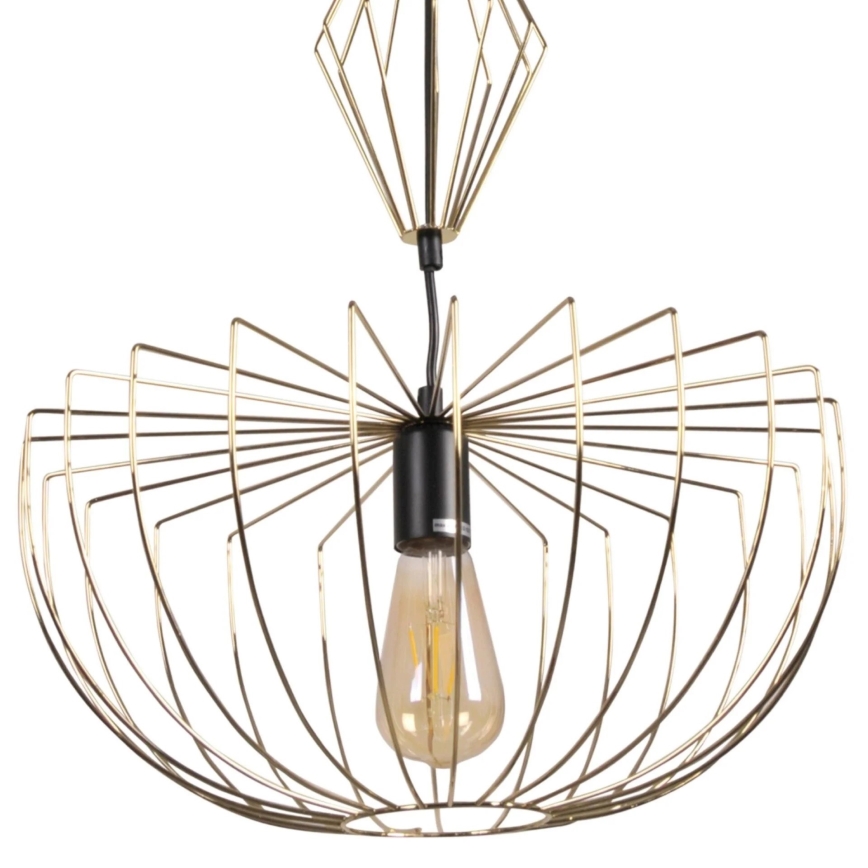 Ljuskrona med textilsladd JASMINA 1xE27/20W/230V diameter 40 cm guld