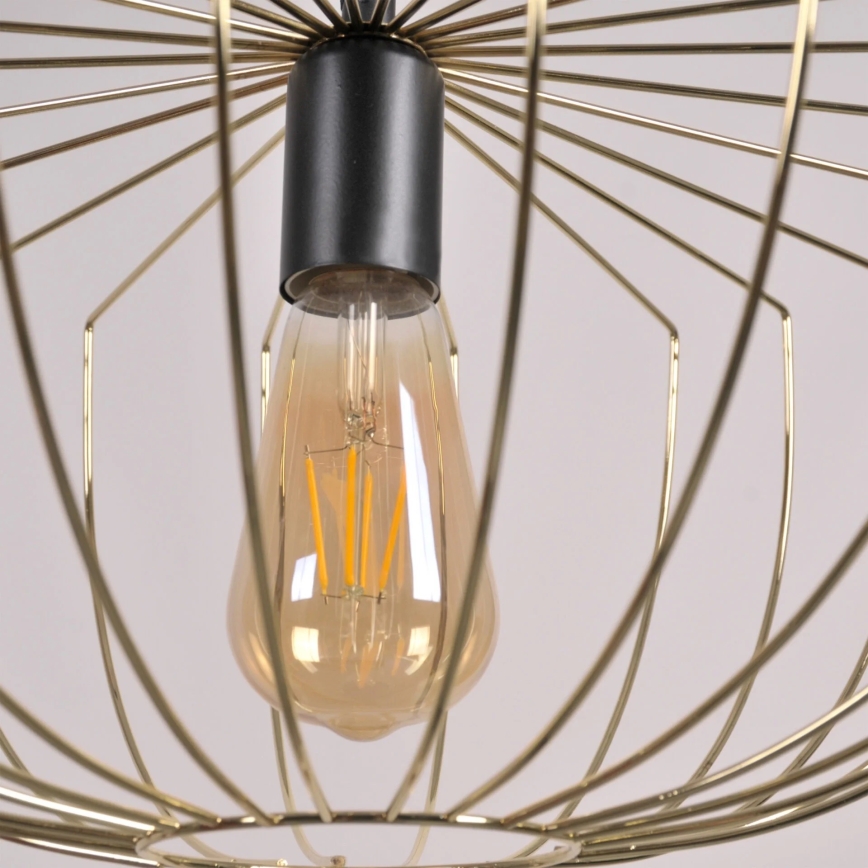 Ljuskrona med textilsladd JASMINA 1xE27/20W/230V diameter 40 cm guld