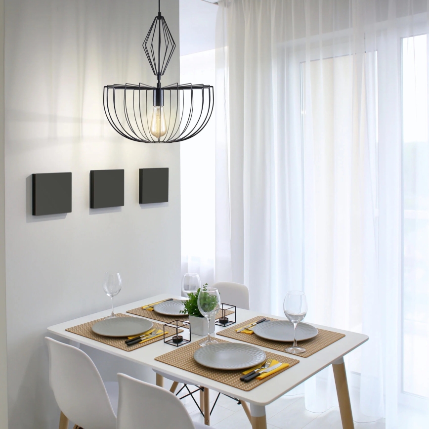 Ljuskrona med textilsladd JASMINA 1xE27/20W/230V diameter 40 cm svart