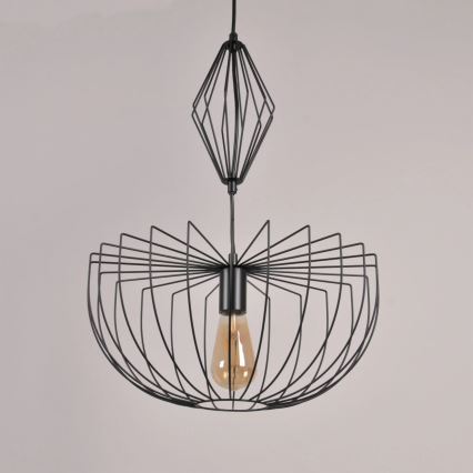 Ljuskrona med textilsladd JASMINA 1xE27/20W/230V diameter 40 cm svart