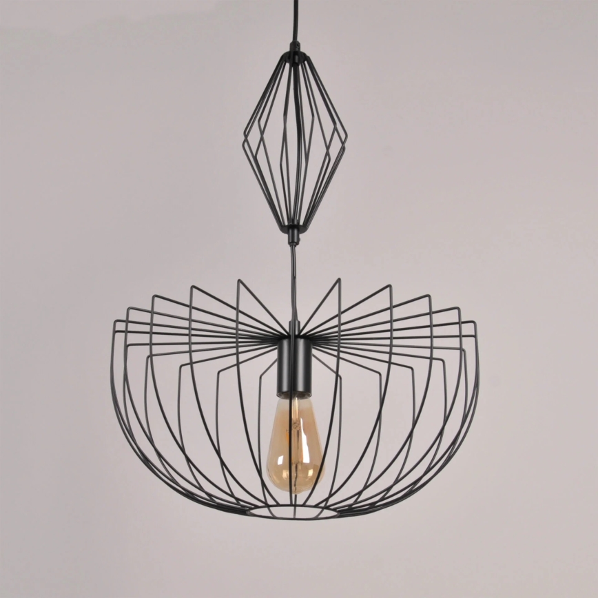 Ljuskrona med textilsladd JASMINA 1xE27/20W/230V diameter 40 cm svart