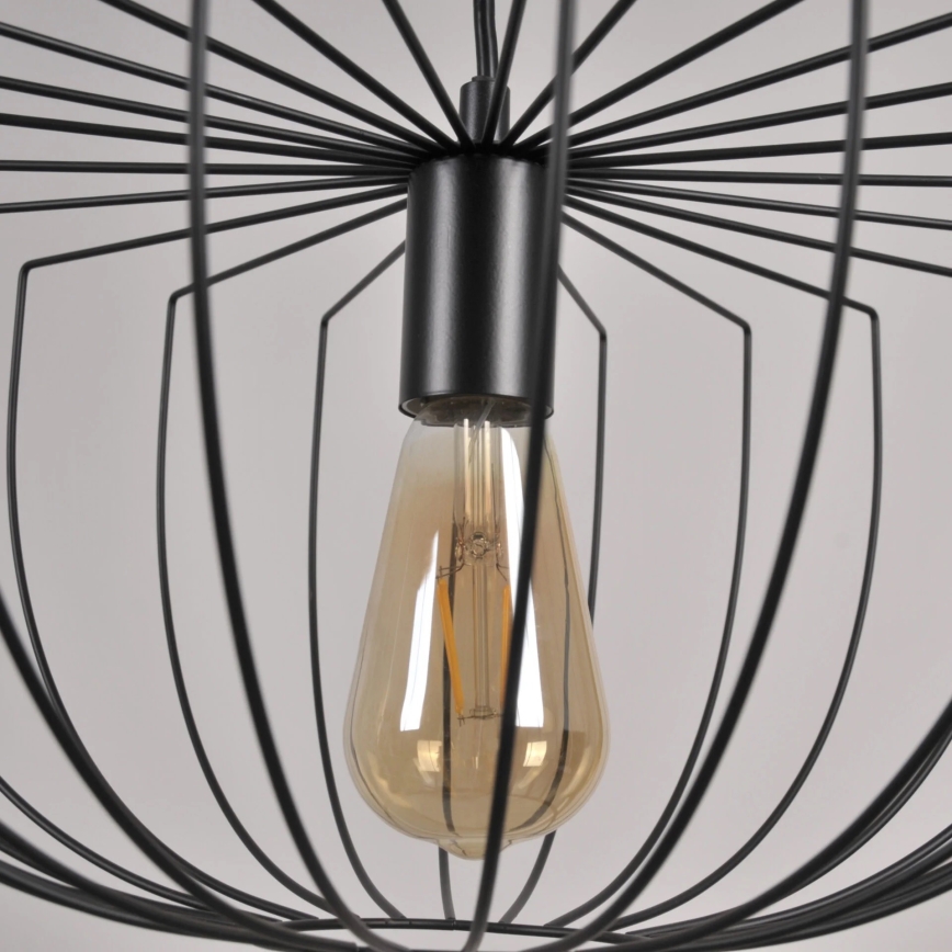 Ljuskrona med textilsladd JASMINA 1xE27/20W/230V diameter 40 cm svart