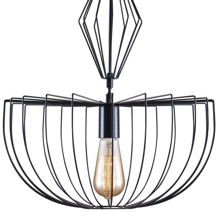 Ljuskrona med textilsladd JASMINA 1xE27/20W/230V diameter 40 cm svart