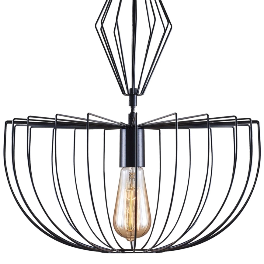 Ljuskrona med textilsladd JASMINA 1xE27/20W/230V diameter 40 cm svart