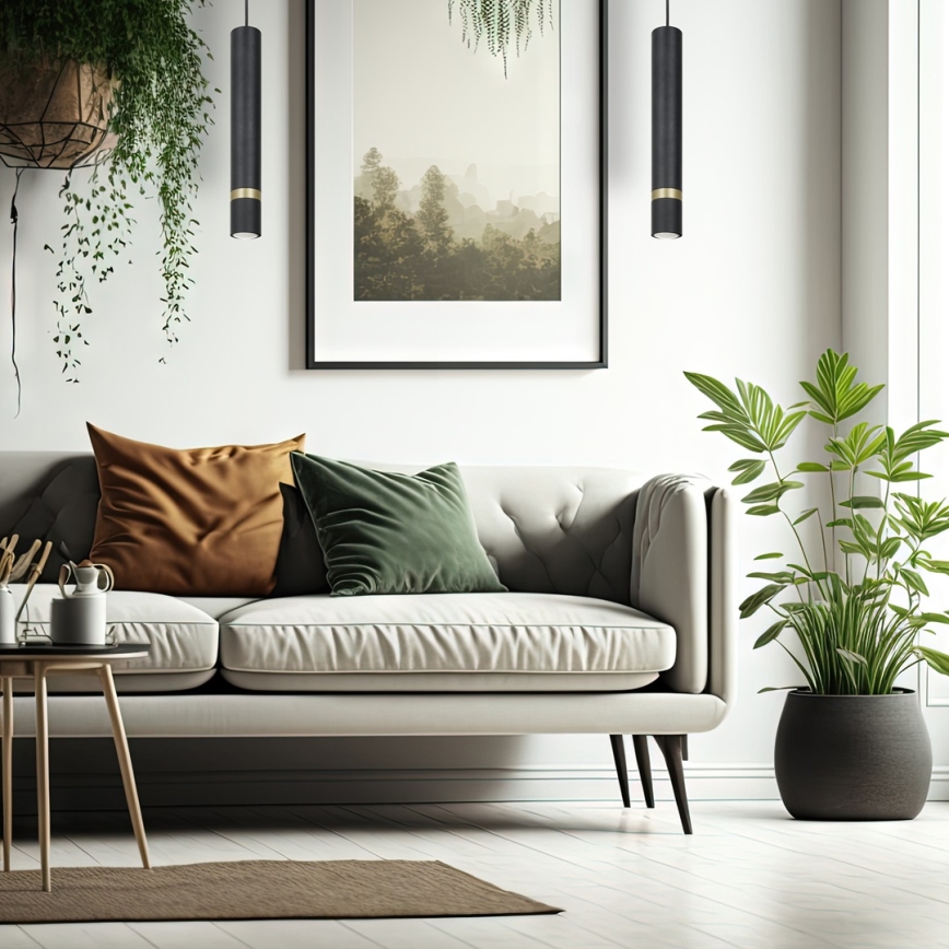 Ljuskrona med textilsladd JOKER 1xGU10/25W/230V svart/guld