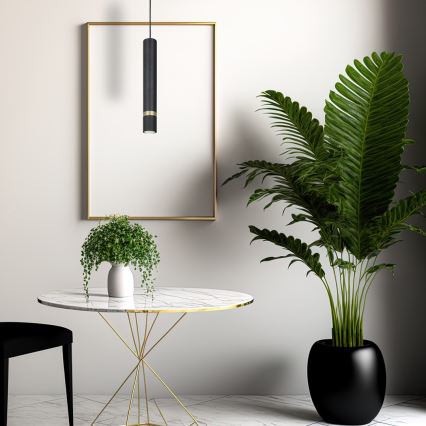 Ljuskrona med textilsladd JOKER 1xGU10/25W/230V svart/guld