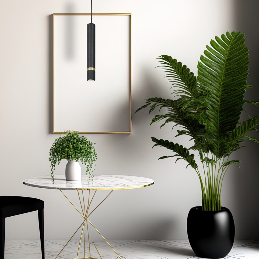 Ljuskrona med textilsladd JOKER 1xGU10/25W/230V svart/guld