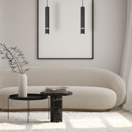 Ljuskrona med textilsladd JOKER 1xGU10/25W/230V svart/matt krom