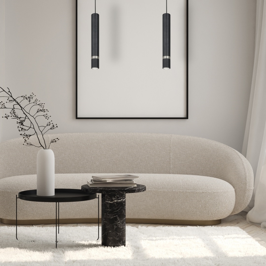 Ljuskrona med textilsladd JOKER 1xGU10/25W/230V svart/matt krom