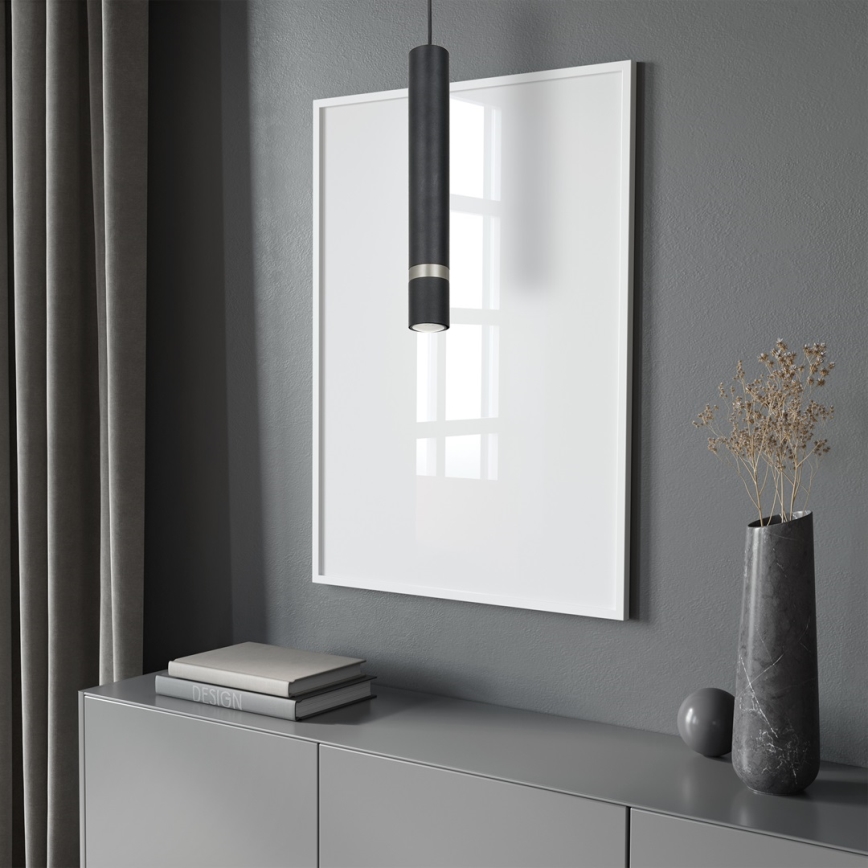 Ljuskrona med textilsladd JOKER 1xGU10/25W/230V svart/matt krom