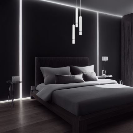 Ljuskrona med textilsladd JOKER 3xGU10/8W/230V vit/skinande krom