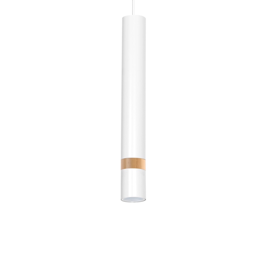 Ljuskrona med textilsladd JOKER WHITE WOOD 1xGU10/8W/230V