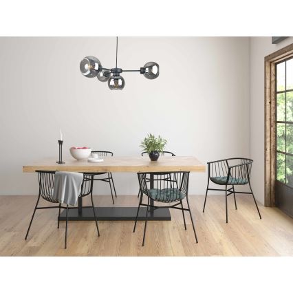 Ljuskrona med textilsladd KALIOPE 6xE27/60W/230V svart/rökig svart