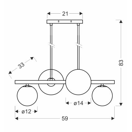 Ljuskrona med textilsladd KAMA 4xG9/28W/230V svart/rökig svart