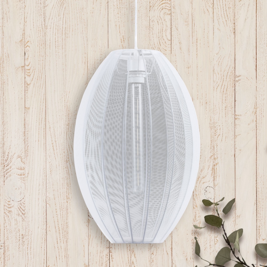 Ljuskrona med textilsladd KAREI 1xE27/20W/230V diameter 30 cm vit