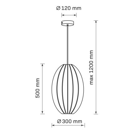 Ljuskrona med textilsladd KAREI 1xE27/20W/230V diameter 30 cm vit