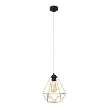 Ljuskrona med textilsladd KARO 1xE27/15W/230V guld/svart