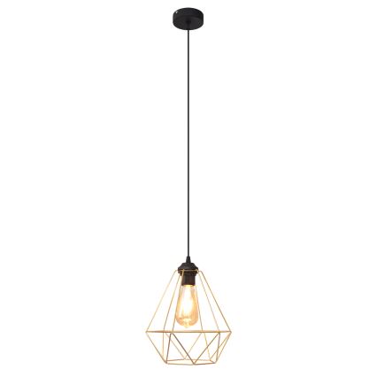 Ljuskrona med textilsladd KARO 1xE27/15W/230V guld/svart