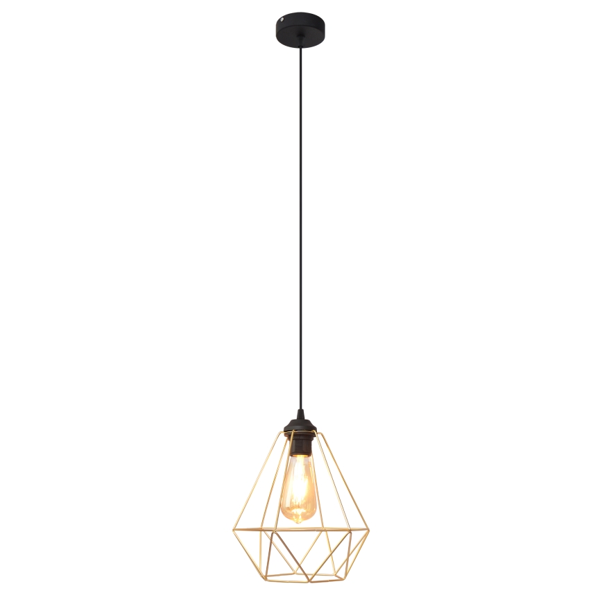 Ljuskrona med textilsladd KARO 1xE27/15W/230V guld/svart