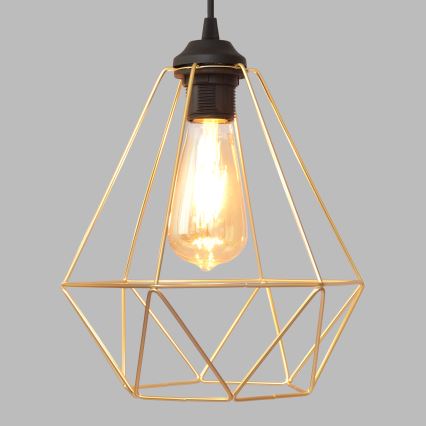 Ljuskrona med textilsladd KARO 3xE27/15W/230V guld/svart