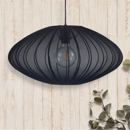 Ljuskrona med textilsladd KINU 1xE27/20W/230V diameter 50 cm svart