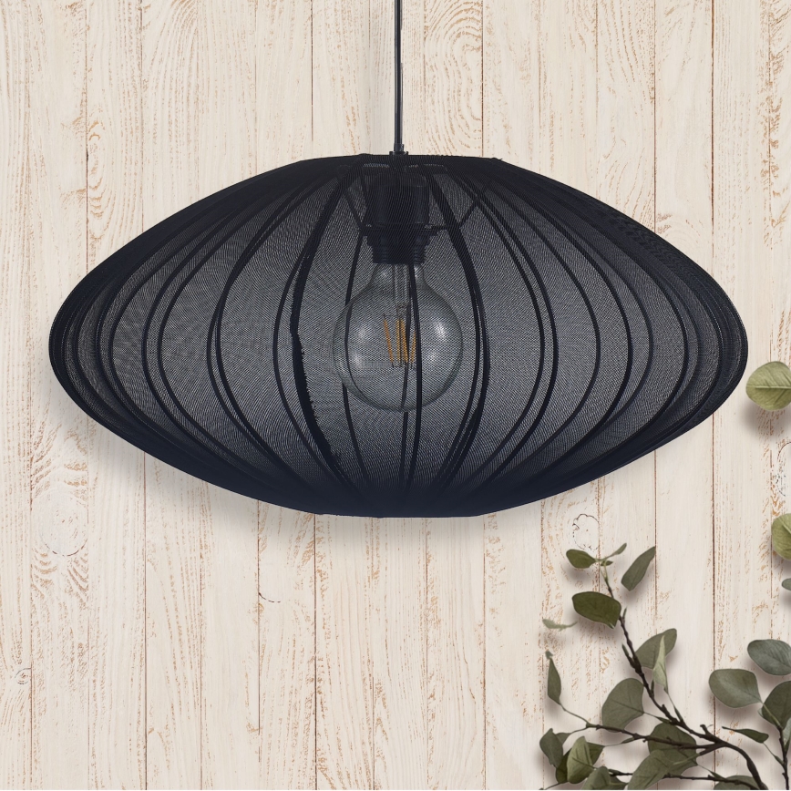 Ljuskrona med textilsladd KINU 1xE27/20W/230V diameter 50 cm svart