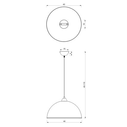 Ljuskrona med textilsladd KITCHEN 1xE27/15W/230V vit/guld
