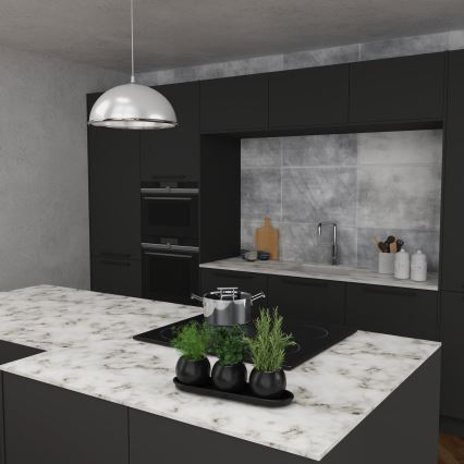 Ljuskrona med textilsladd KITCHEN 1xE27/15W/230V vit/skinande krom
