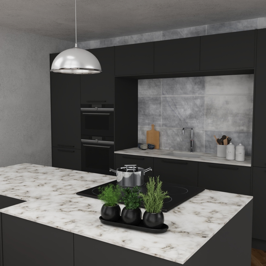 Ljuskrona med textilsladd KITCHEN 1xE27/15W/230V vit/skinande krom